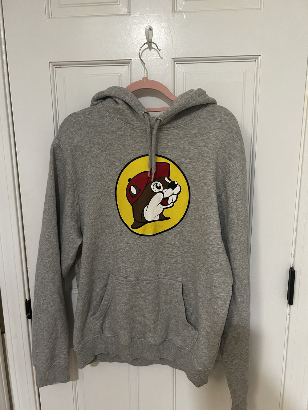 Gray Hooded Sweatshirt with Yellow Mascot Graphic